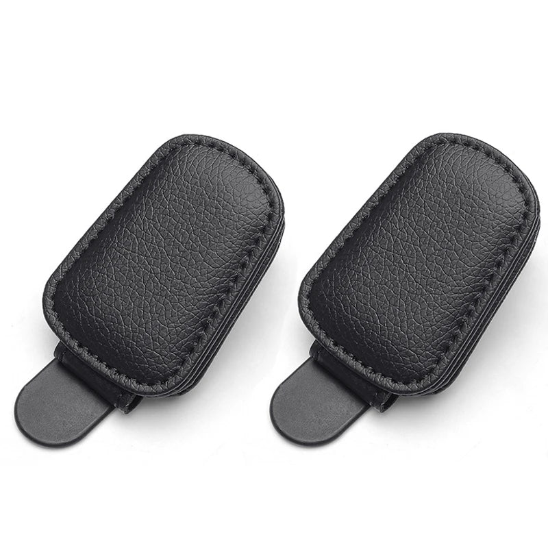 Sunglasses Holder Is Suitable for Car Sun shades Magnetic Leather Sunglasses Clip and Ticket Clip Car Sunshade Accessories