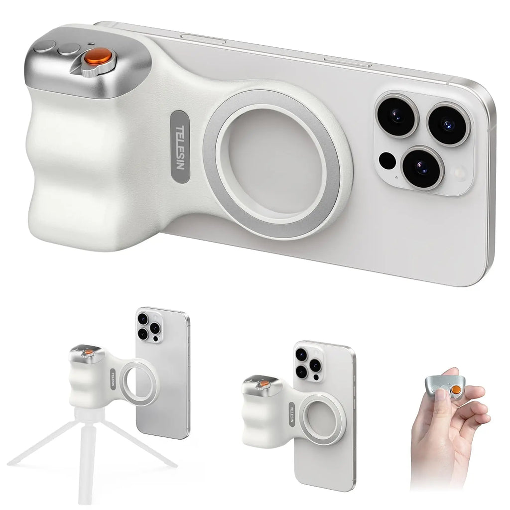 Magnetic Phone Camera Shoot Hand Grip BT Remote Control Handle for Vlogs and Selfies Compatible with Iphone 17/16/15/14 Pro Max
