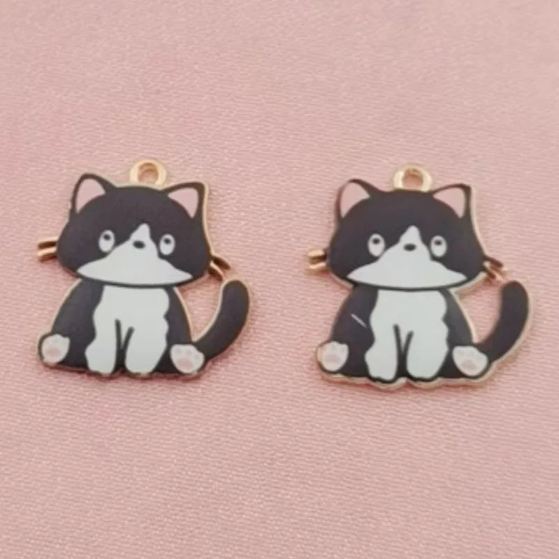 10pcs Cross border Cartoon Cute Alloy Printed Pendant Cat Accessories Animal Accessories Mobile Brooch Pendant Manufacturer