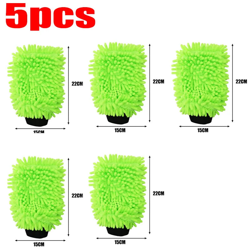 Lint-Free Scratch-Free for Auto Detailing Absorbent Wash Mitt Double-Sided Chenille Microfiber Car Cleaning Glove Car Wash Glove