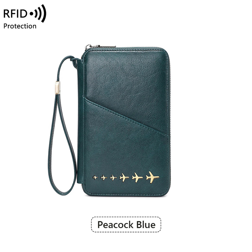 New Family Passport Holder Wallet RFID Blocking Travel Document Storage Bag Women Men Multifunctional PU Leather Passport Wallet