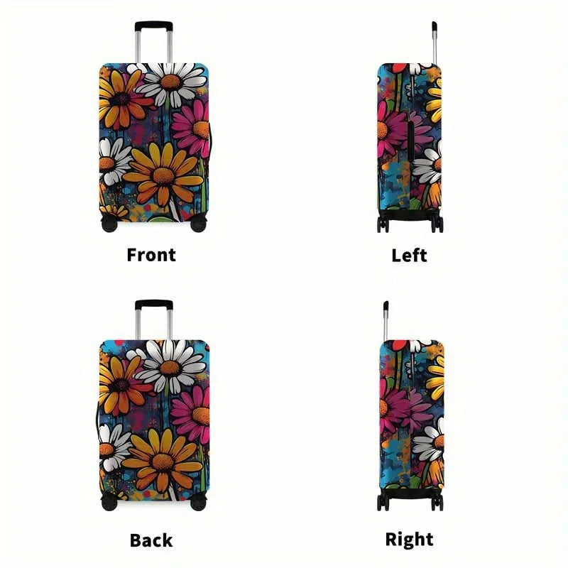 Daisy-patterned luggage cover—a dust-proof and stretchy travel accessory suitable for suitcases ranging from 18 to 32 inches