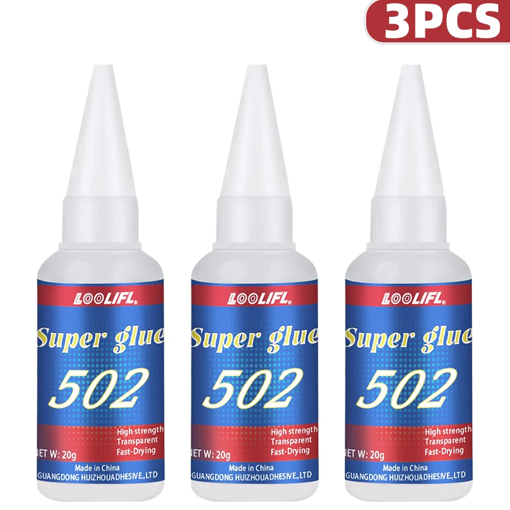 LOOLIFL 502 Strong Glue 1-5pcs 20g Cyanoacrylate Adhesive Plastic Wood Metal Leather Ceramics Manual DIY Repair Special Adhesive