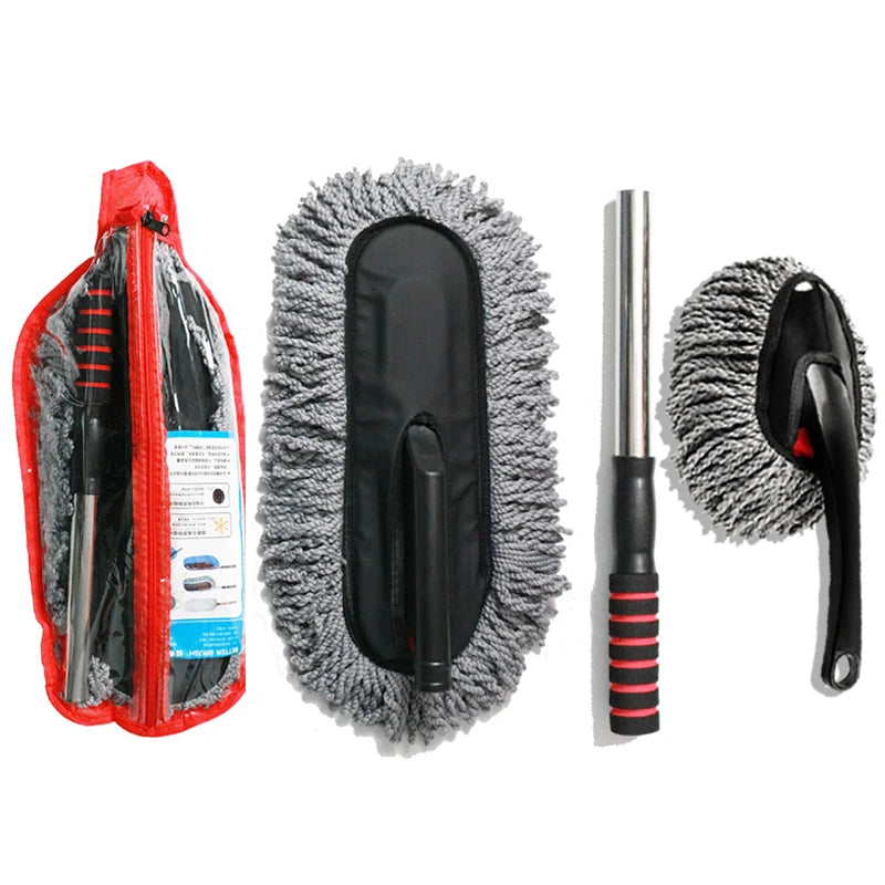 SEAMETAL Microfiber Car Washing Mop Scalable Handle Dust Remover Cleaning Brush Kit Soft Hair Car Detailing Duster Mop Wash Tool