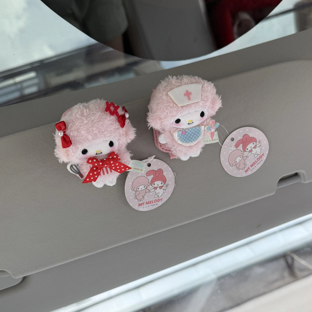 Sanrio Melody Car Auto Sun Visor Glasses Box Sunglasses Clip Card Ticket Holder Fastener Pen Case Eyeglasses Clips Accessories