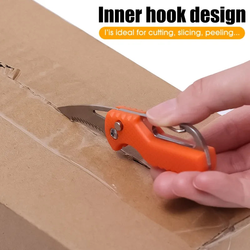 Multifunctional Keychain Knife Pocket Folding Knife Stainless Steel Blade Rustproof Wear Resistant for Outdoor Hiking Survival