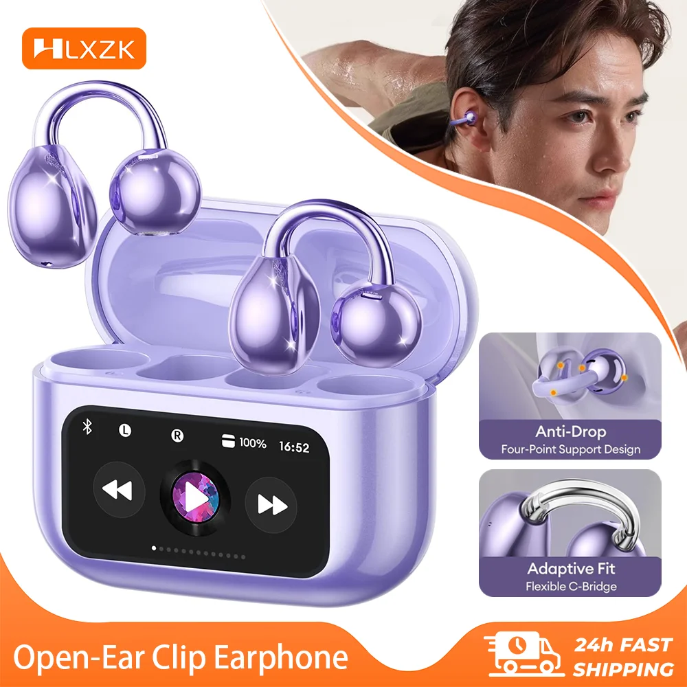 Touch Screen Bluetooth Headphones 144 Languages Real-time Translation Headphones Wireless Open Ear Clips Sports Gaming Earphone