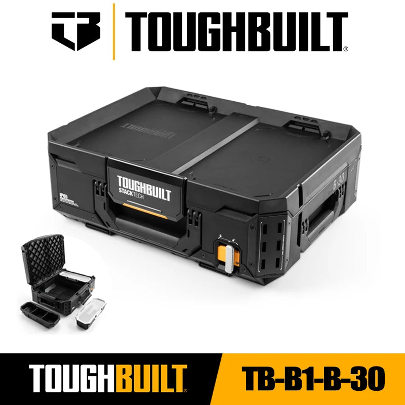 TOUGHBUILT TB-B1-B-30 StackTech Tool Box Multi-functional Maintenance Parts Box Stackable Toolbox Toughbuilt Tool Accessories
