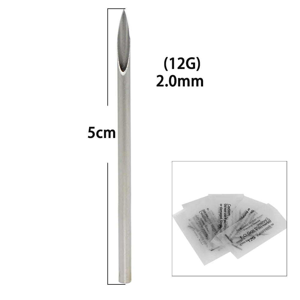 50PC Piercing Jewelry Accessories Sterile Puncture Needle Nose Stud Lip Nail Tool Disinfection Bag Containing Disposable Needle