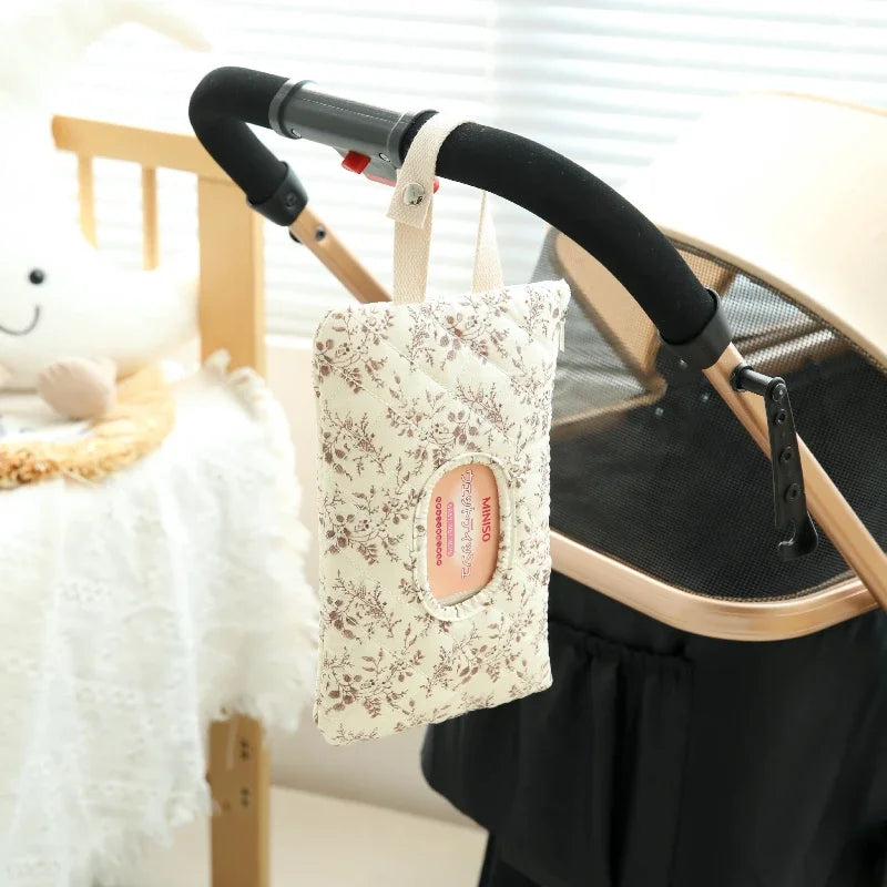 Baby Stroller Bag Tissue Box Wet Wipes Case Flip Cover Portable Stroller Hanging Bag Paper Holder Removable Napkin Storage Box