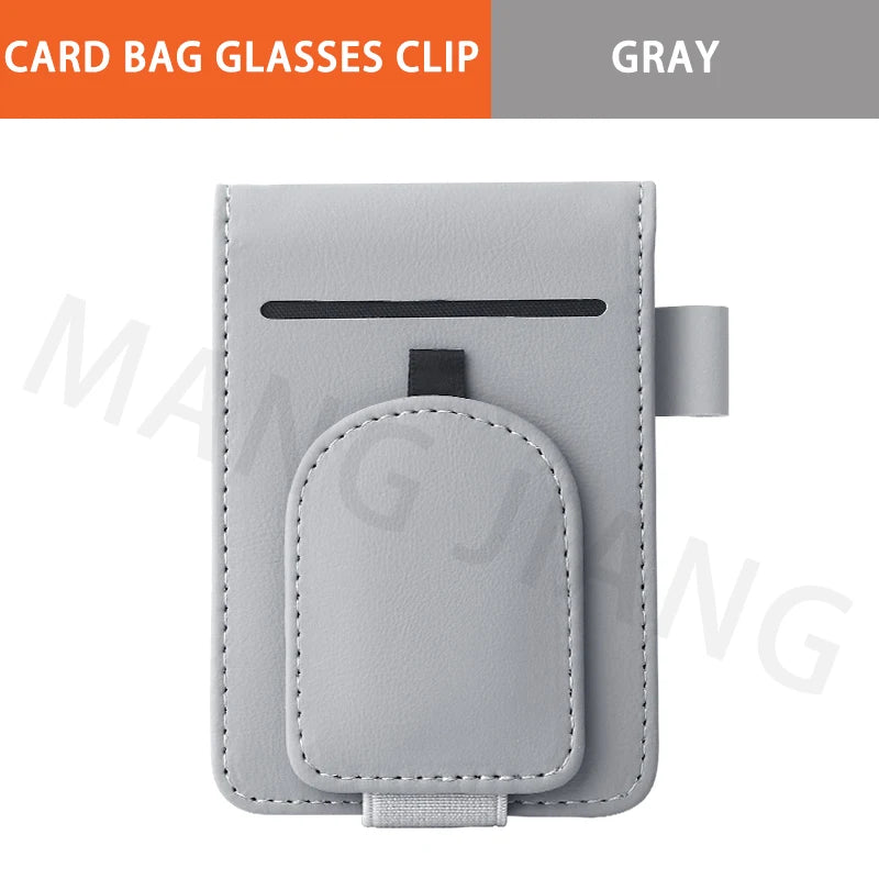 Car Sun Visor Organizer For Car Universal Eyeglasses Holder Card Storage Bag Pockets Clip Leather Interior Auto Accessories