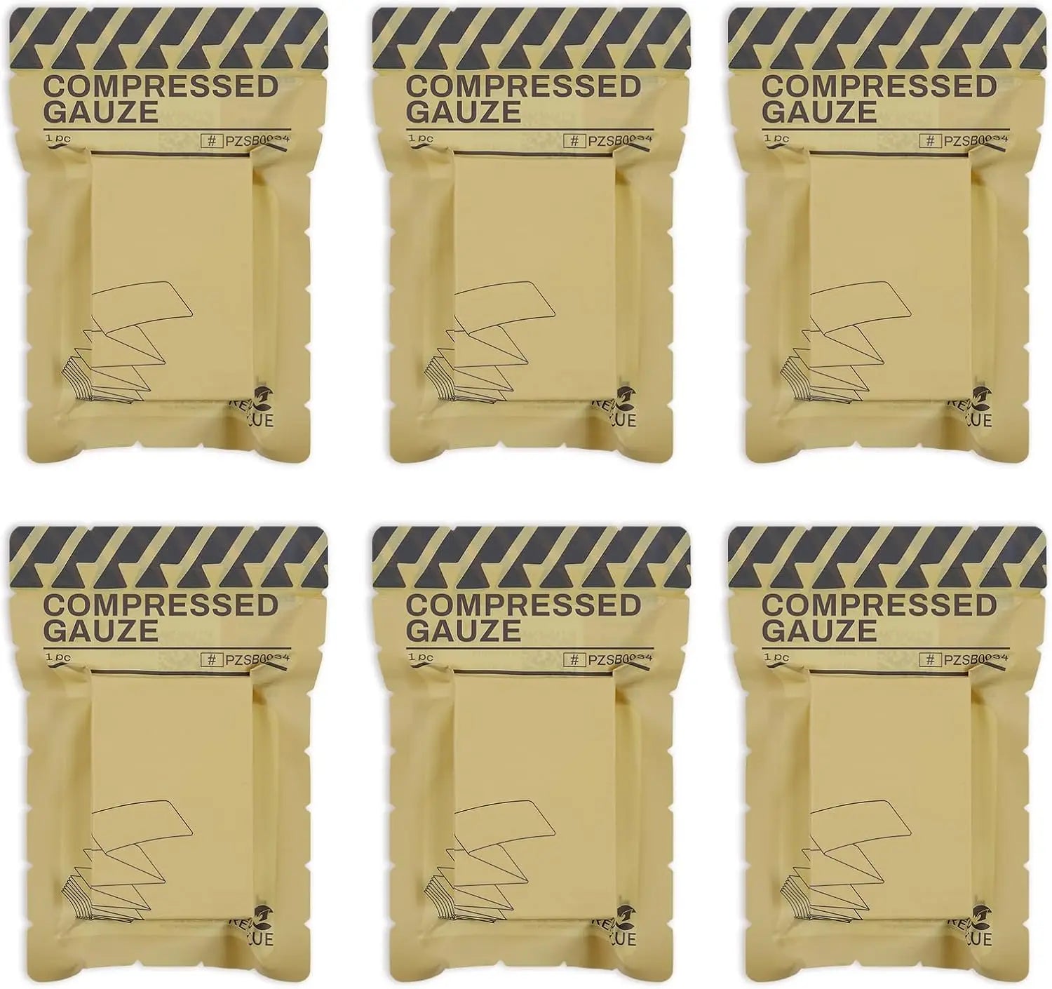 RHINO RESCUE Compressed Gauze Z-Fold Cotton Dressing High Absorbency Vacuum Packed IFAK Kit Outdoor Hiking Camping Safety Prep