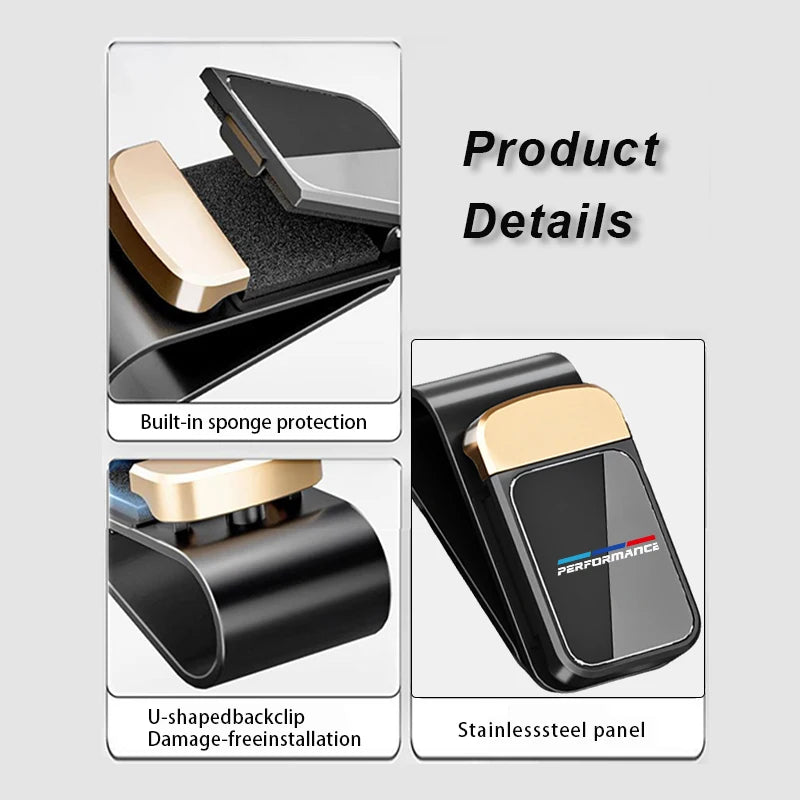Car Stainless Steel Card Ticket Holder Sun Visor Glasses Clip For BMW Performance M2 M3 M4 X1 X3 X4 X5 E87 X7 E91 G20