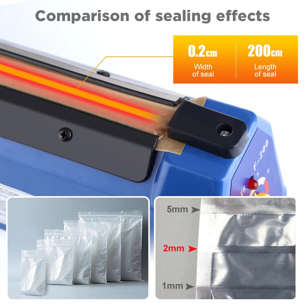 280/200mm 110/220V Heat Seal Machine Household Impulse Vacuum & Power Suction Food Meat Plastic Bag Sealer Kitchen Fruit Storage