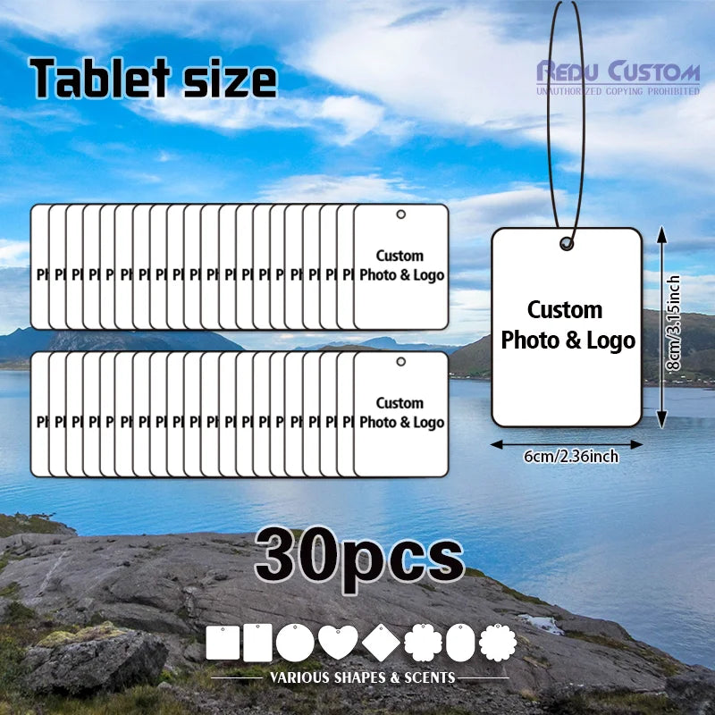 30pcs Custom Logo Long-Lasting Aroma Tablet Scented Card for Car And Home Fragrance Souvenir Gift