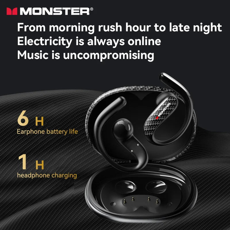 Monster MQO37 TWS Bluetooth 6.0 Sports Noise Reduction Headphones HiFi Stereo Music Gaming Earphones HD Call Headphones With Mic