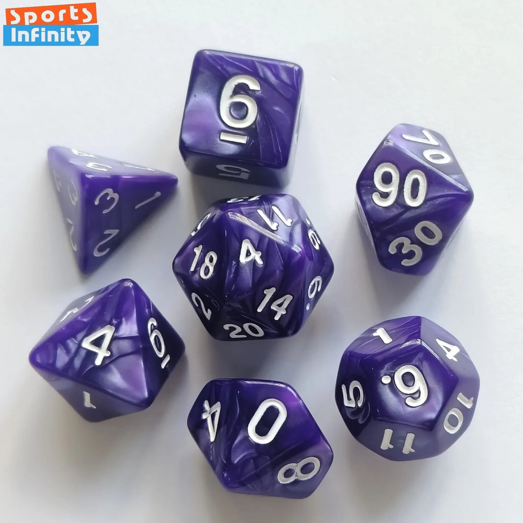 7pcs/set Colorful Pearl Pattern Polyhedral Dice Number Dice Kit for DND PRTG RPG Running Team Table Board Game Dnd Dice Set
