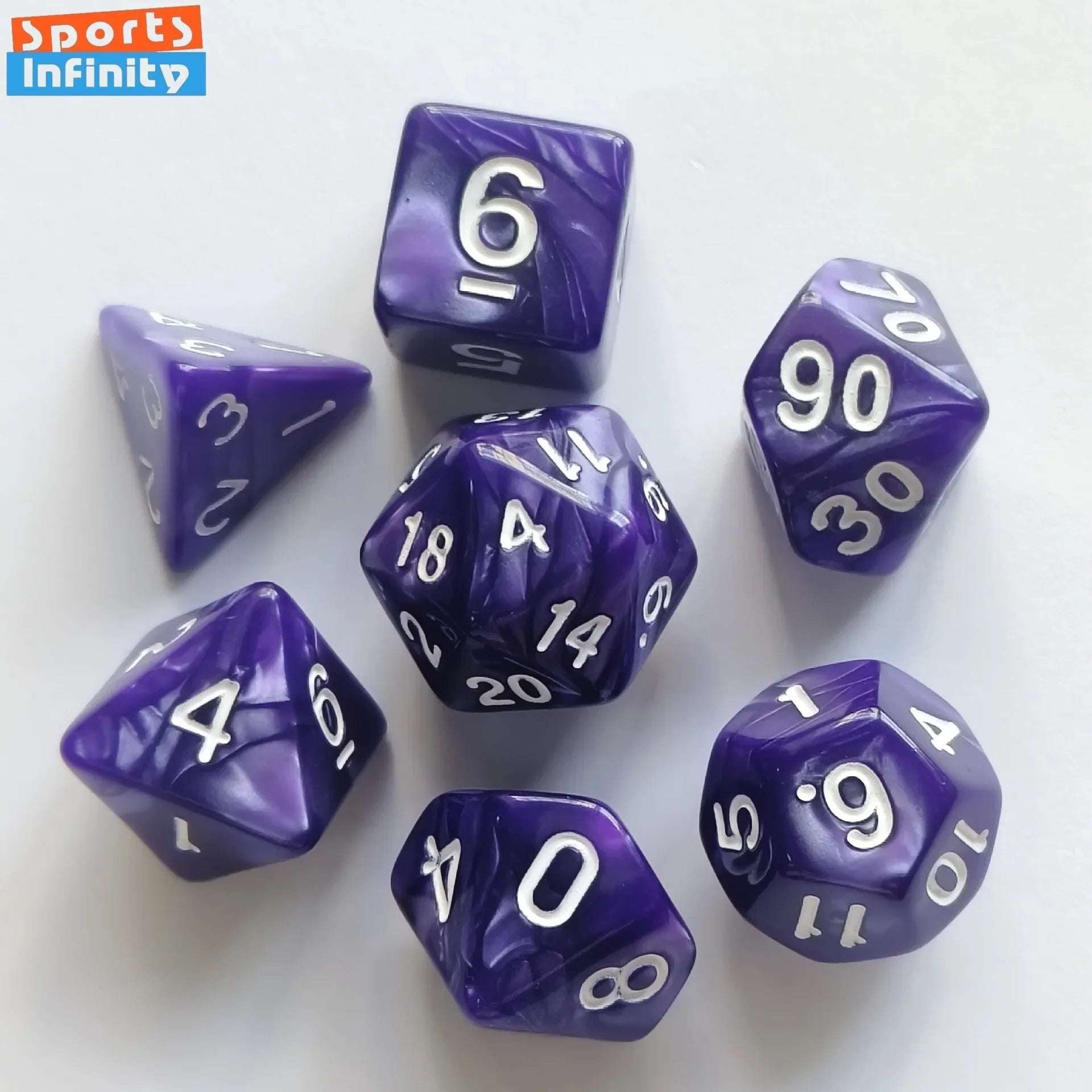 7pcs/set Colorful Pearl Pattern Polyhedral Dice Number Dice Kit for DND PRTG RPG Running Team Table Board Game Dnd Dice Set