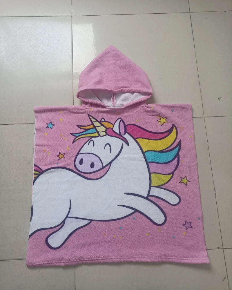 Beach Towel For Kids Hooded Bath Towel Poncho Kids  rabbit pattern Baby Towel For Girls 2-6 Years Bathroom Beach Swim Cover
