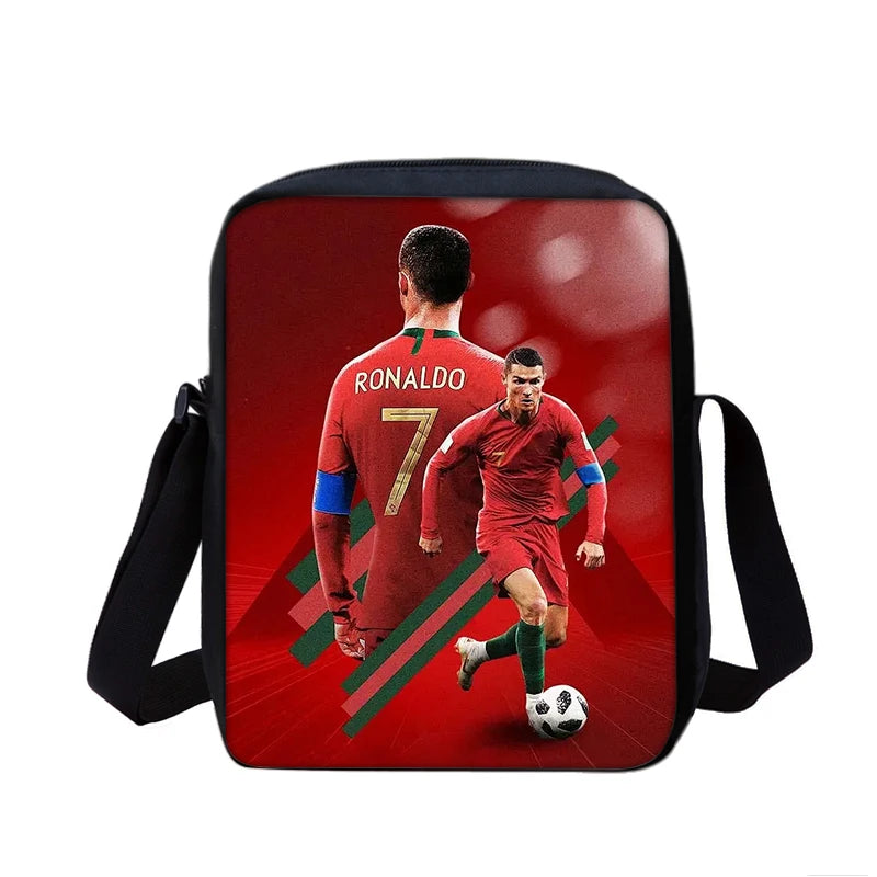 CR Boys Girls School Bags Phone Bag Football Star Shopping Bag Best Gift Printed Ronaldo Shoulder Messenger Bag Handbag
