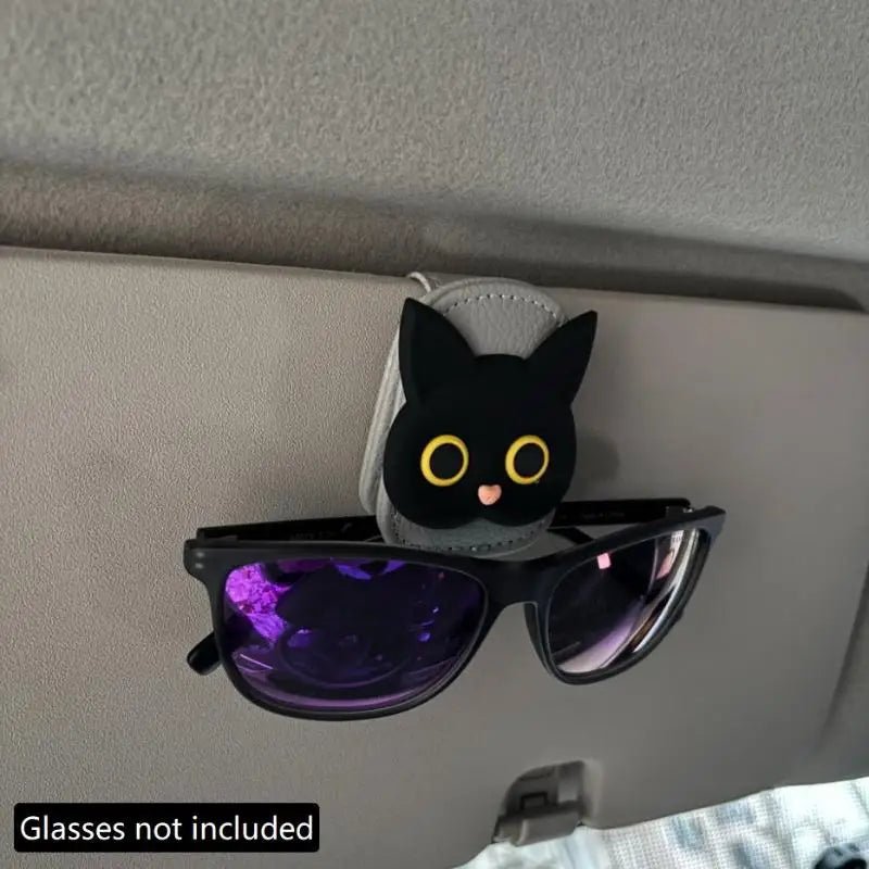 Cute Cat Magnetic Glasses Case for Car Sun Visor Holder Multi Function Auto Accessories for Women Girls
