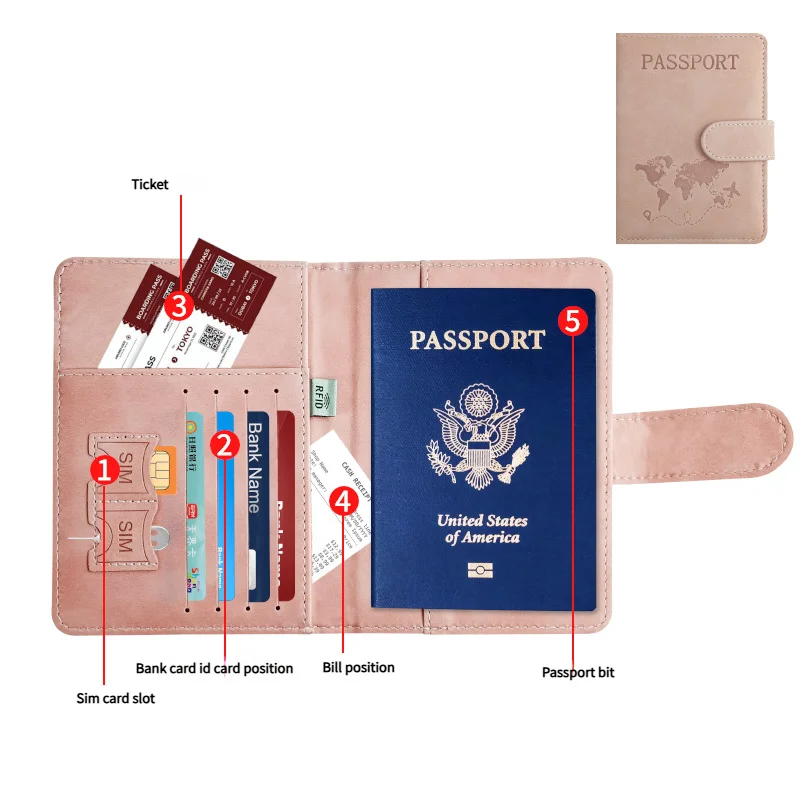 Travel Essentials: RFID-Blocking Passport Holder + Leather Luggage Tag Set