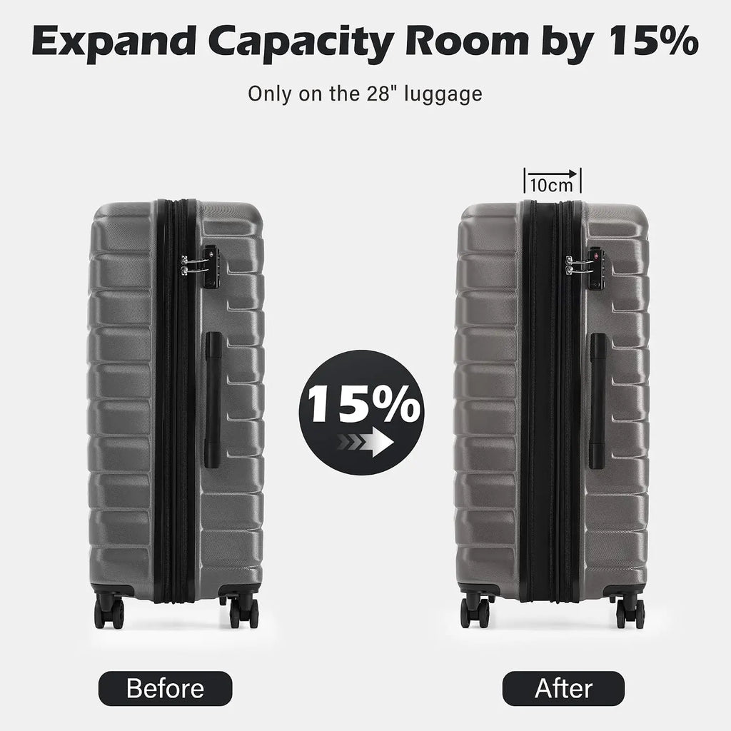 3 Piece Lightweight Expandable Hard Shell Luggage Set Large Checked Suitcase Spinner Wheels, Customized