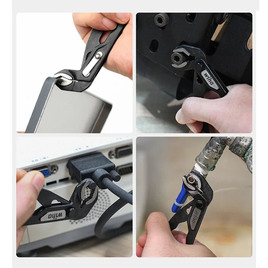 WIHA 46672 5 Inch Multi-Purpose Water Pump Pliers Mini Single-Handed Precision Pipe Pliers 5 Positions