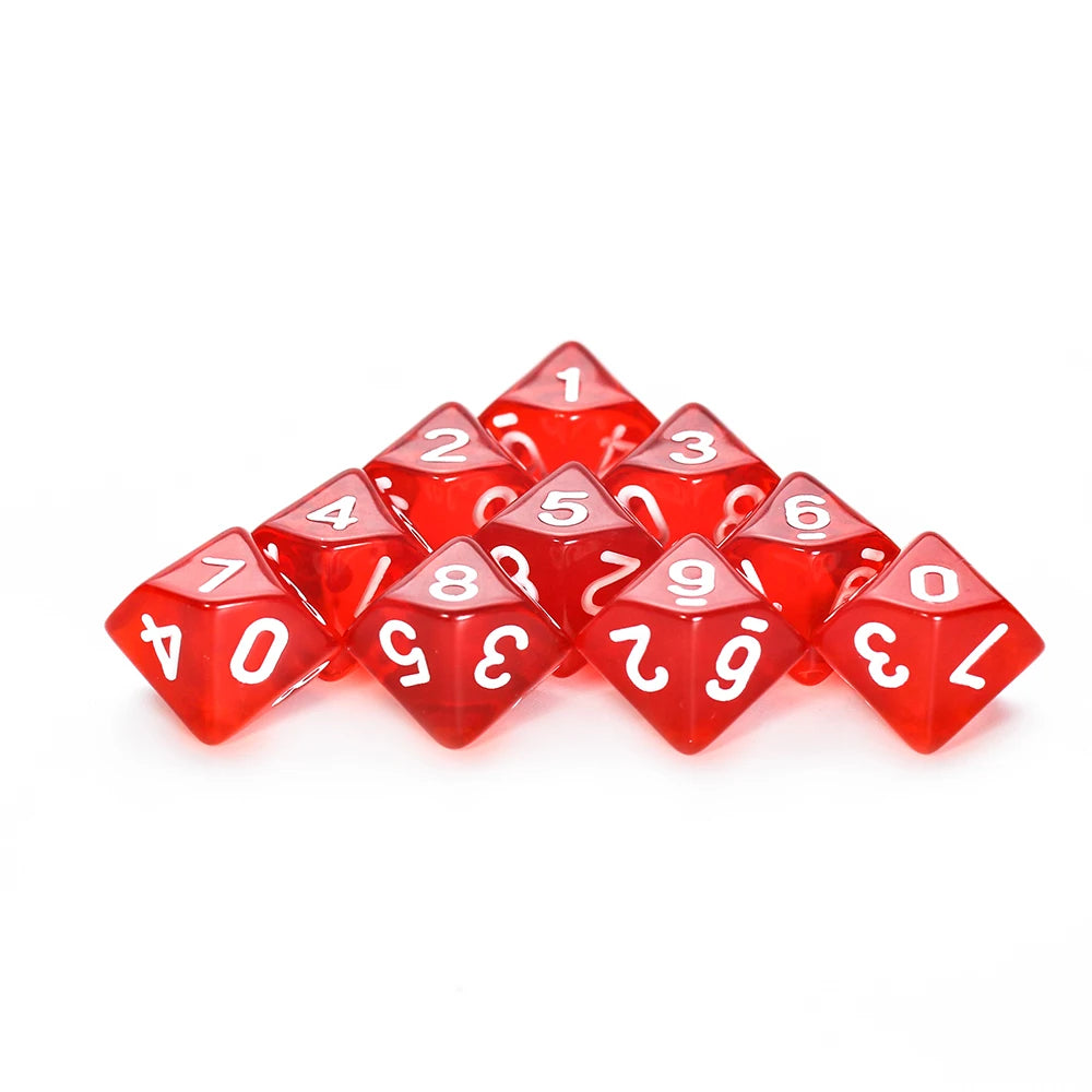 Board Game D10 Dice 10pcs Digital 0-9 Polyhedral Dice for Table Role Playing Game DND COC