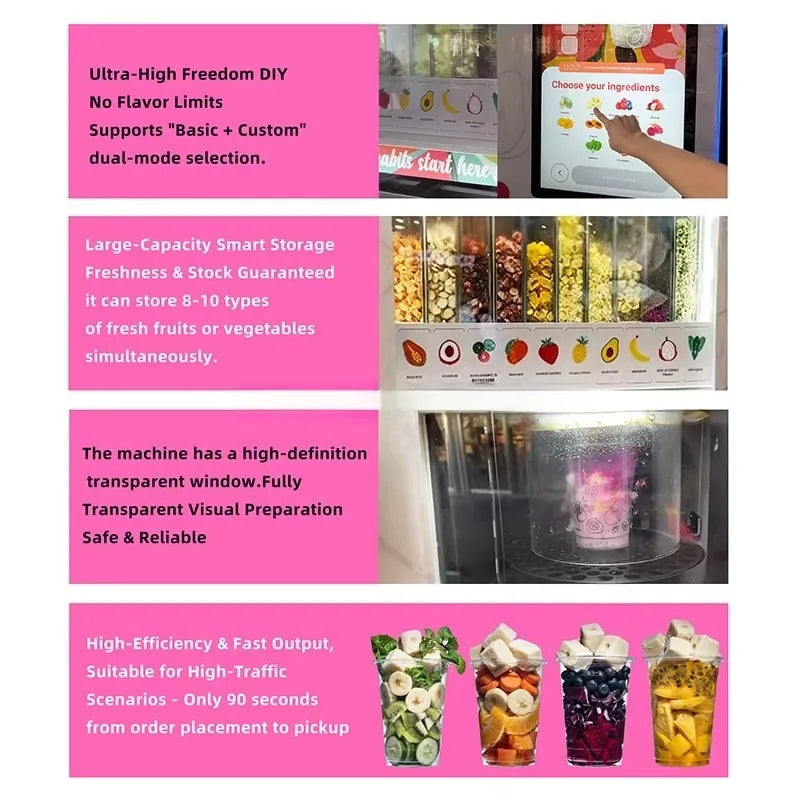 Custom Popular Design Hot Sale Frozen Fruit Smoothie Vending Machine High Traffic Areas ADA Compliant Self Service