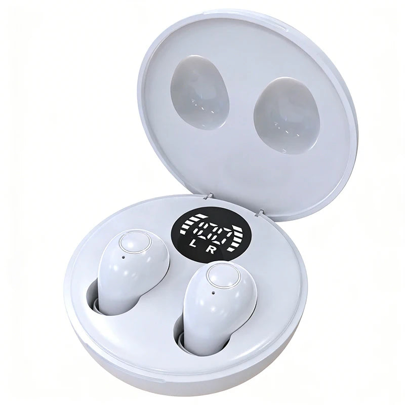 SK31 Mini Invisible Headphones Wireless Bluetooth 5.4 Headphones Bass Sleeping Headphones with Microphone Noise Cancellation HD