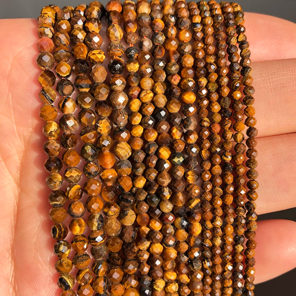 Natural Red Jasper 2mm 3mm 4mm Faceted Round Loose Spacer Beads Diy Bracelet Necklace Jewelry Making Handmade Crafts Accessories