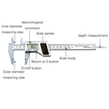 0-150mm LCD Digital Caliper Plastic Solar Vernier Caliper 6-Inch Electronic Depth Measuring Instrument Micrometer Ruler Gauge