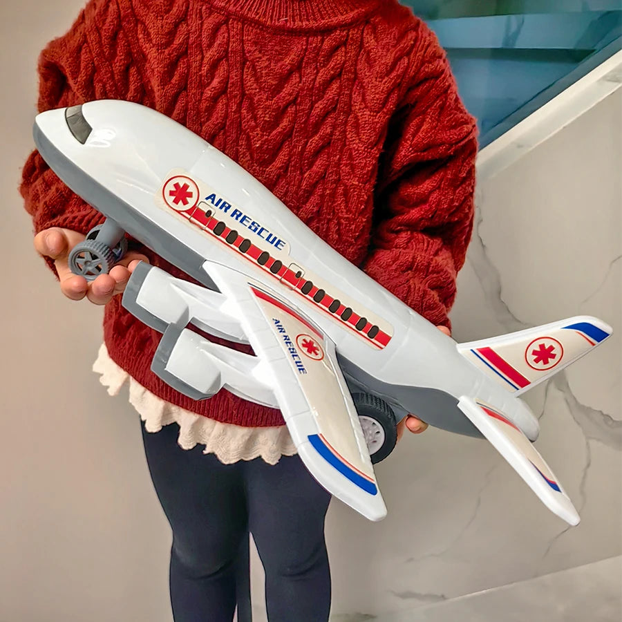Large white Airbus toy plane-Inertia powered model, realistic design, perfect gift for boys and girls, birthday or New Year gift