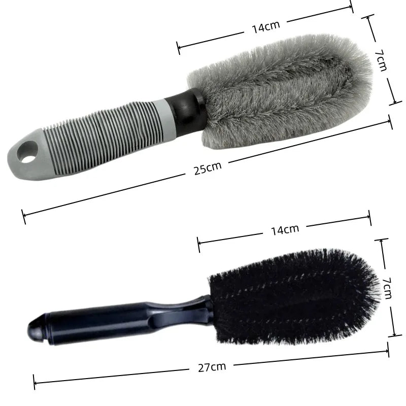 Car Wheel Cleaning Brush Professional Tire Auto Detailing Wet and Dry Wheel Rim Clean Brush Accessory