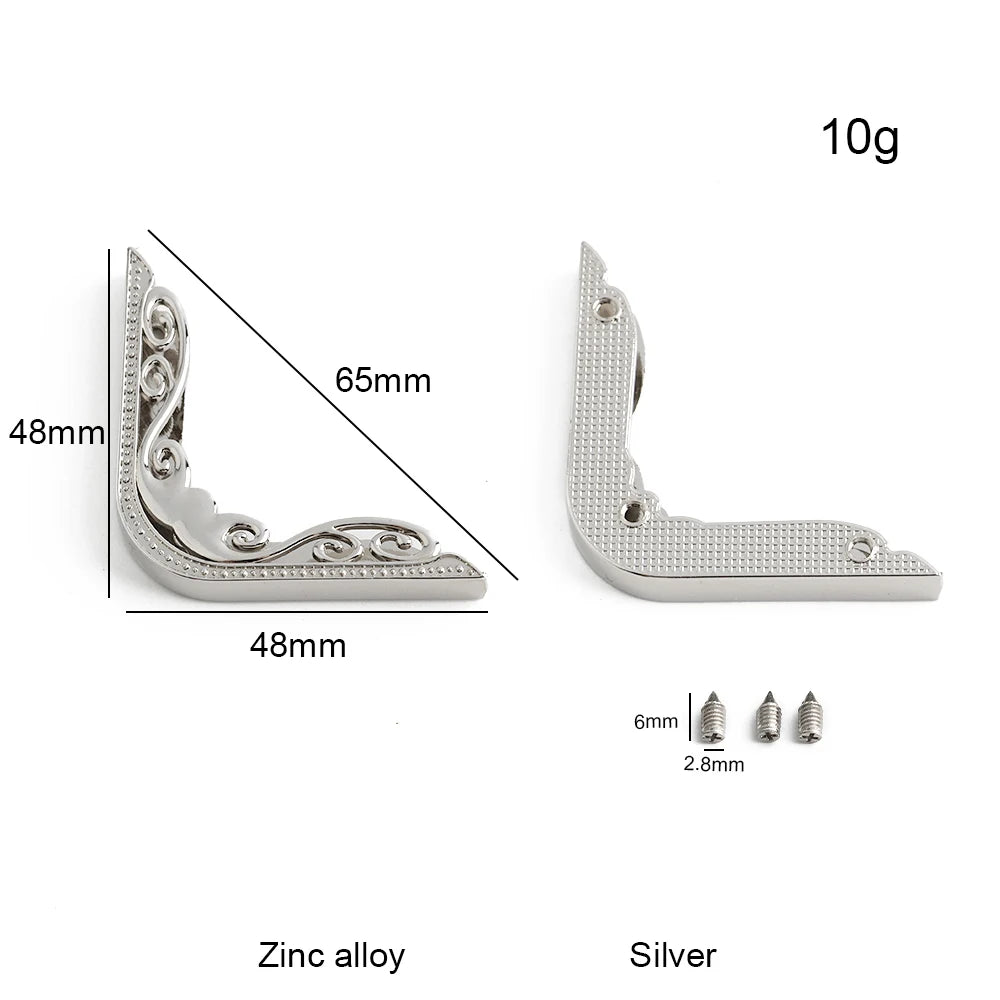 4/30/100PCS 64x64mm,48x48mm Edges Hollow Fixed Decorative Buckle For Handbag Metal Bag Corner Protectors With Screws Accessories
