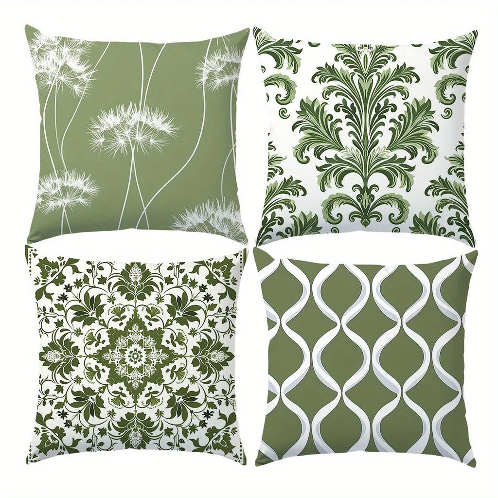 Mondrian green tone, forest style Double-sided Printed pillow cover Short plush Suitable living rooms sofas throw cushion cover