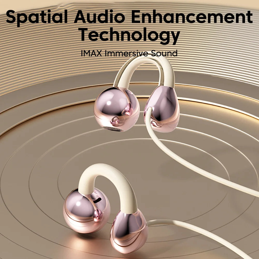 3.5MM/Type C Wired Headphones With Microphone HiFi Sound Ear Clip Wired Earphones Sports Headsets for iphone 15 16 17 Samsung
