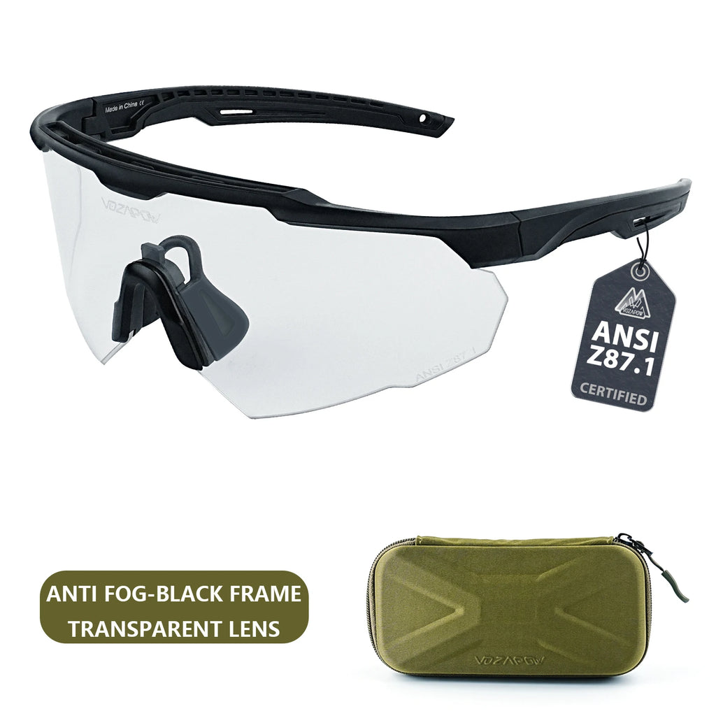 Vozapow Professional Shooting Glasses UV400 ANSI Z87.1 Safe Airsoft Tactical Goggles Anti Fog Mountaineering Fishing Sunglasses