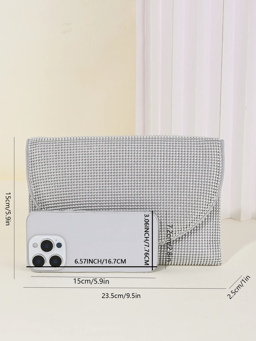 Clutch Chain Mesh Purse Evening Bag for Women, Elegant Chain Mail Evening Envelope Handbag With Detachable Chain Elegant
