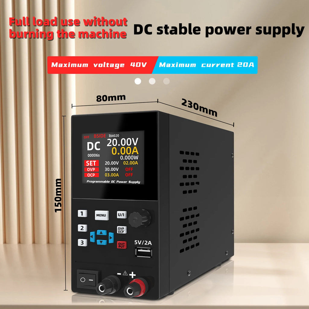 BSIDE I8 40V 20A DC Power Supply Variable, Programmable with Encoder Knob, Adjustable Switching Regulated Bench Power Supply