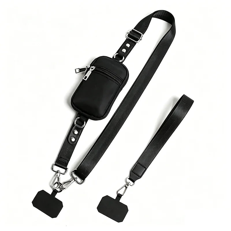 Adjustable Crossbody Phone Lanyard Bag Unisex Portable Zipper Wallet Pouch for Cards Keys ID Daily Travel Streetwear Outdoor