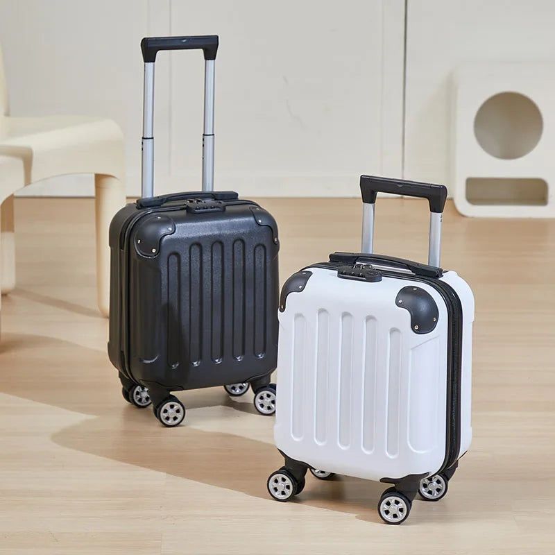 Fashionable Carry-On Luggage 14-inch Cabin-Size Suitcase Perfect for Short Trips Includes Cup Holder and Phone Holder Multi-Dire