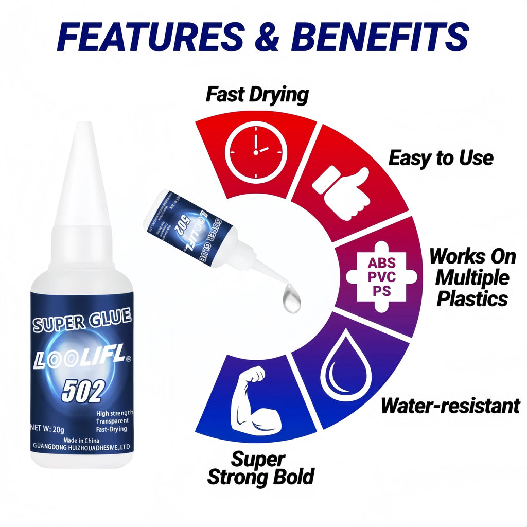 8PCS LOOLIFL 502 Super Glue 20g Strong Instant CA Adhesive Waterproof With Nozzles Metal Wood Glass Car DIY Craft Repair