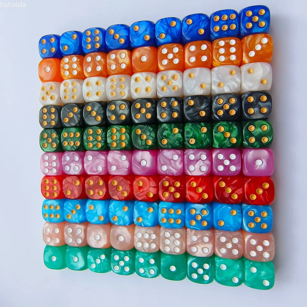10PCS Set of 12mm Round Pearl Pattern Point Dice Digital Dice Set Rpg COC Dnd Board Game Running Group Entertainment Dice Dnd