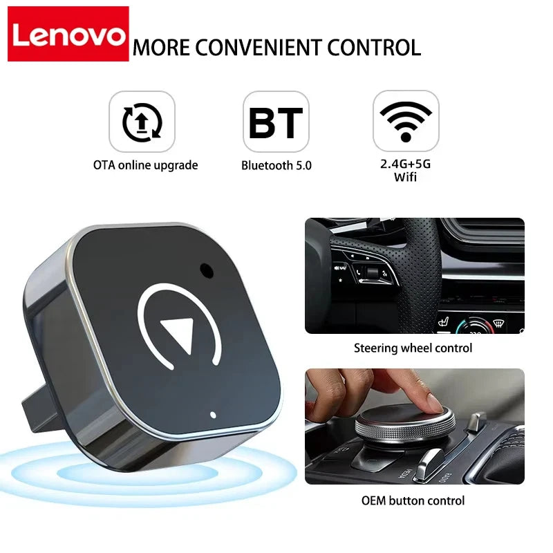 Lenovo 2 in1 Wireless Carplay Adapter Wireless Android auto Dongle Bluetooth Plug&Play For Toyota Volvo Hyundai VW Audi MG Benz