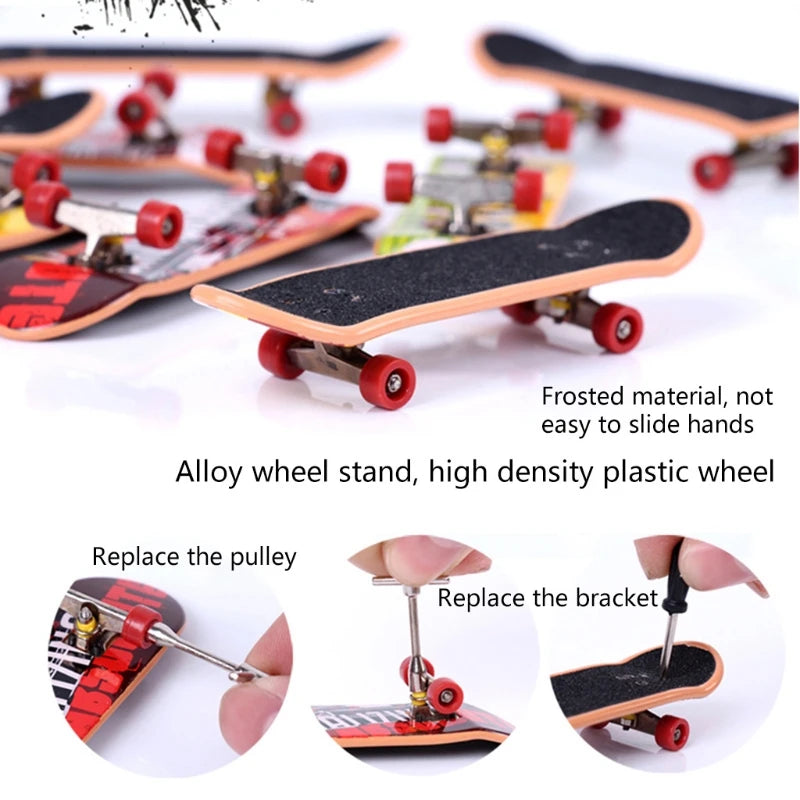 Alloy Stand Plastic Mini Finger Boards Mini Skate Finger Skateboard Kids Boys' Toys Random Color