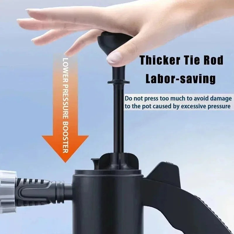 2L Manual Pump Foam Sprayer Thick Foam Leakproof Handheld Water Bottle Quick Clean For Car Washing Home Disinfectant Cleaning