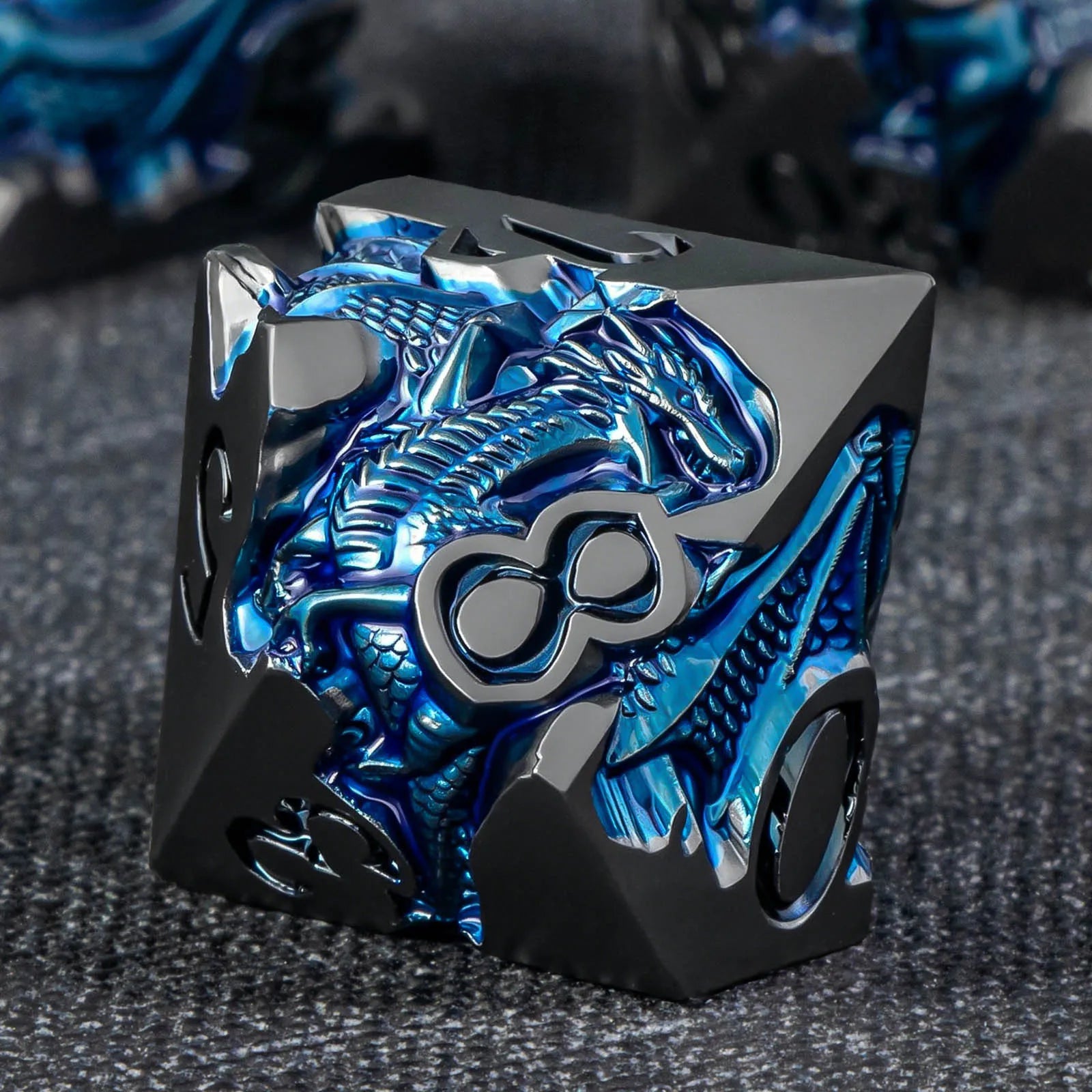 Dragon DND Dice Set for Role Playing Game, Blue Metal D&D Dice Set Dungeons and Dragons, 7Pcs RPG Polyhedral D and D Dice Set