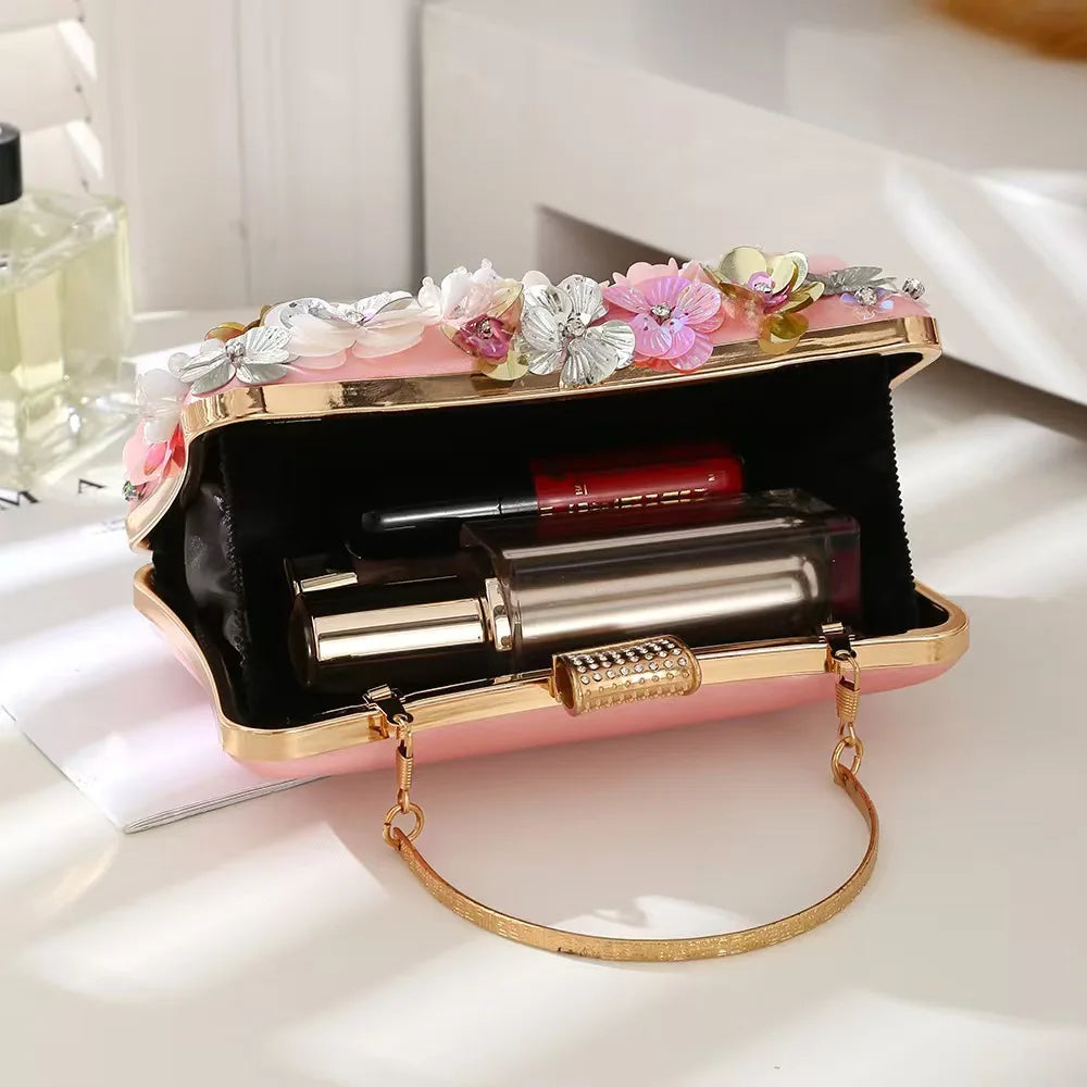 New High-end Flower Dinner Bridal Evening Bag Creative High-value Flower Princess Diana Bag Clutch Purses Bolsas De Fiesta Noche